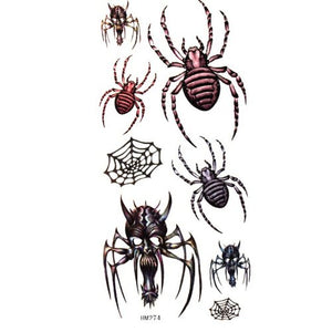 Waterproof and sweat of the spider / skull temporary tattoo stickers