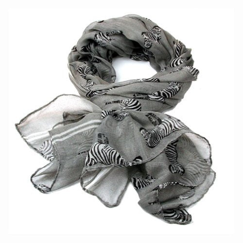 Hot Zebra Print Scarf Animal Fashion Scarves (Grey)