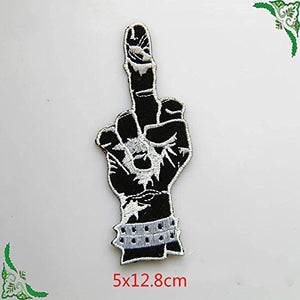 New MIDDLE FINGER SKELETON BONE Biker Skull Iron on Sew on Patches Applique Punk Rock FREE SHIPPING