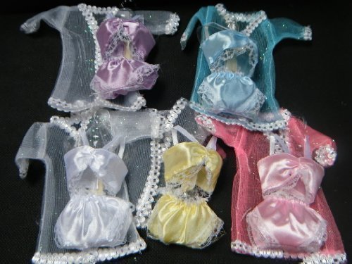 Fat-catz-copy-catz 1x Randomly selected Made for Dolls 3 piece lingerie underwear set bra knickers/undies & gown (doll not included)