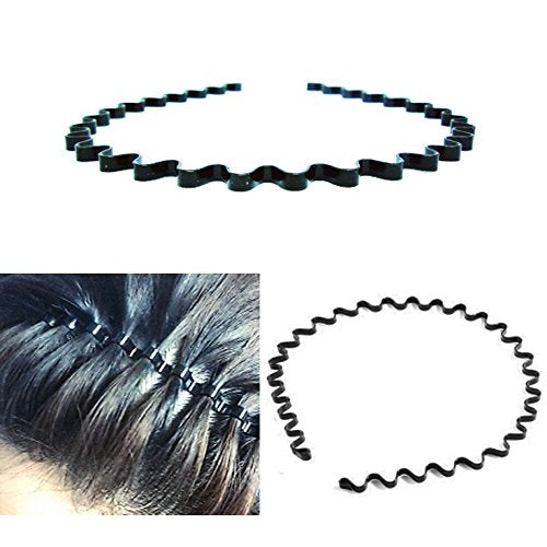 Slim Black Unisex Black Spring Wave Metal Hoop Hair Band Head Band