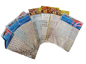 Fat-catz-copy-catz 5x mixed large sheets of nail art water transfer stickers various designs, each sheet has 12 smaller sheets= 60 designs