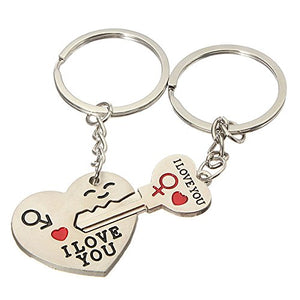 FamilyMall Lover Gift Arrow I Love You Heart and Key Lovers Couple Key Chain Ring Keychain Keyring Keyfob