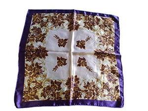 Fat-catz-copy-catz Small Square autumn leaves with border print silk satin feel ladies fashion neck, head scarf 50cmx50cm
