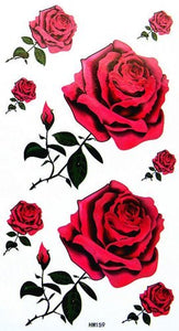 Watertight sexy red roses tattoo sticker for girls