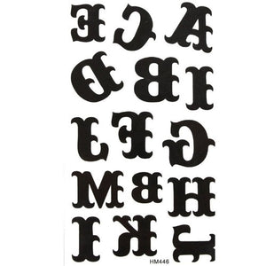Waterproof tattoo sticker black totem letters of the alphabet A to M