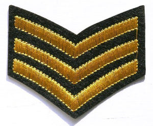 Fat-catz-copy-catz Gold Sergeant Stripes Patch Badge Fancy Dress Applique
