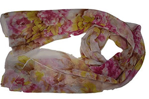 Fat-catz-copy-catz Soft Chiffon feel lightweight summer Pink, Blue flower roses print ladies fashion shawl scarf sarong