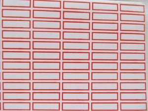 Fat-catz-copy-catz 800 x Small White/red Border Stickers 3.3cm x 1.5cm (10 Sheets) for Craft, Price Labelling, Shops, etc
