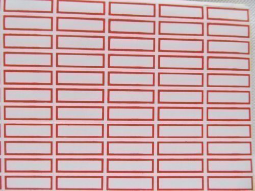 Fat-catz-copy-catz 800 x Small White/red Border Stickers 3.3cm x 1.5cm (10 Sheets) for Craft, Price Labelling, Shops, etc