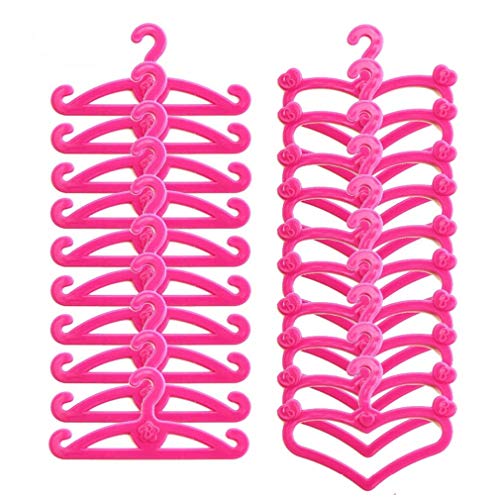 20 Pcs Pink Doll Clothes Hangers Plastic Little Hangers Fit 11 inch Girls Doll Dress Clothes Toy Accessories by SamGreatWorld