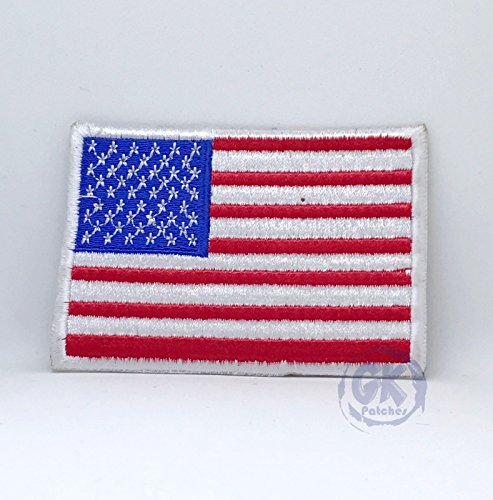 Union Jack Variation and American Flag USA Iron on Sew on Embroidered Patch (Union Jack Black)