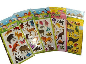Fat-catz-copy-catz 5 x small sheets of zoo animals lions zebra panda Stickers for girls kids boys, craft, scrap books, card making, gift party bags