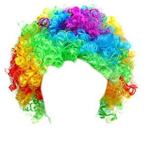 BundleMall Curly Afro Wigs Fancy Dress Funky Wig Disco Clown for Men and Women Soccer Football Fans Costumes Accessory (rose)