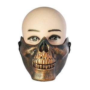 Halloween Half Face Skull Mask | Bronze Colour | Ideal for Halloween, Paintballing, Fancy Dress