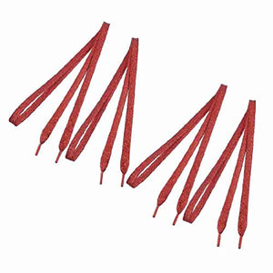 Miki&Co Trainers 46.5" Long Glitter Red Metal Thread Flat Shoe Laces Strings 4pcs
