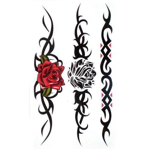 GGSELL King Horse Waterproof and sweat tattoo stickers sexy Red rose Black rose for women