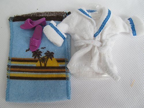 Fat-catz-copy-catz White doll's Towelling Toy Bathrobe Dressing Night Gown Robe Outfit & Shoes made for `11