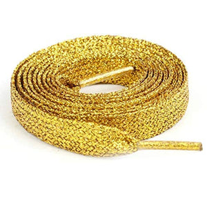 Metallic Glitter Shoe Boot Laces - Pink, Blue, Purple, Gold, Silver or Black (Gold)