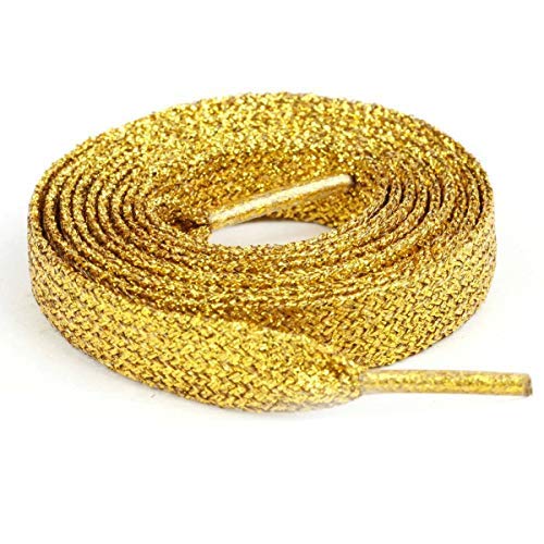 Metallic Glitter Shoe Boot Laces - Pink, Blue, Purple, Gold, Silver or Black (Gold)