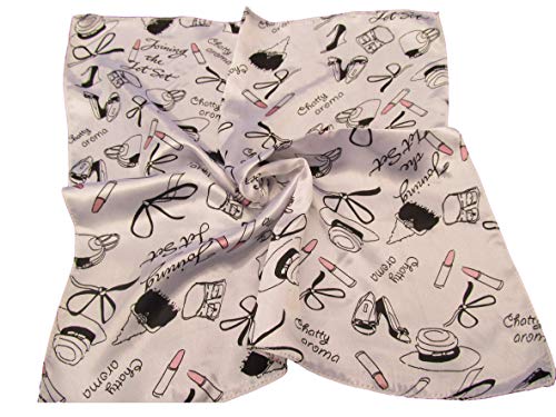 Fat-catz-copy-catz Small 50cm Square Lipstick Makeup print design neck silk satin feel ladies fashion scarf