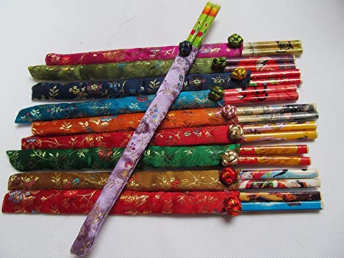 2 Pairs Chinese Style Bamboo Hair Chopsticks with SILK COVER