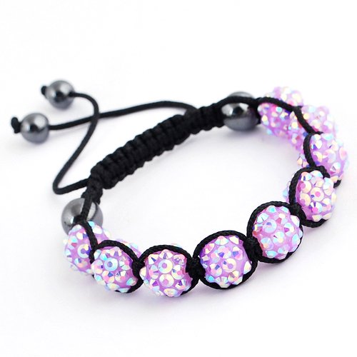 Aokeshen 1 Pcs Charm Lilac Crystal Hematite Beads Craft Resin Shamballa Nylon Cords Braided European Bracelet New Arrive Hot 2013