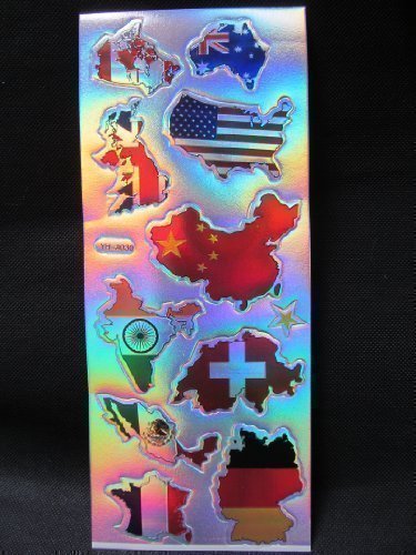 Puffy 3D World Countries Continent Map: UK, U.S.A, Africa, Canada, India, China Stickers - Kids Craft, Scrap Books, Posted from London by Fat-Catz