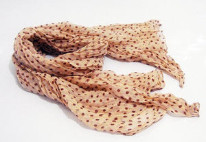 Celebrity Inspired Ladies Brown & Beige Polka Dot Print Scarf Cotton Scarves - Designer Inspired