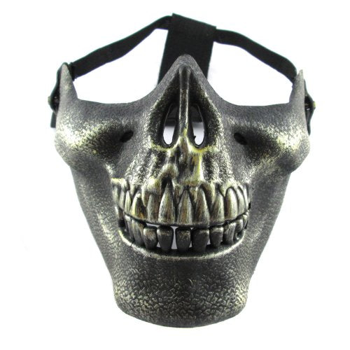 Gold/Bronze Burnished Effect Skull Jaw Military Skeleton Airsoft Paintball Soldier Half Face Protection Mask Halloween Fancy Dress, Unisex-Adult, One Size