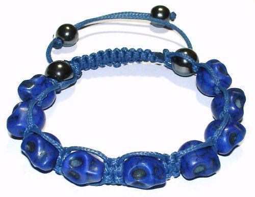 Shamballa Bracelets - Blue Skull Shape Stone Beads Bracelet - With Gift Box