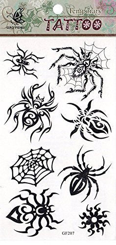 Various Designs Mens Boys Large Black Stars Chinese Dragon Celtic Temporary Tattoo Parties Gift Bags - by Fat-Catz-copy-catz (Spider No:1)