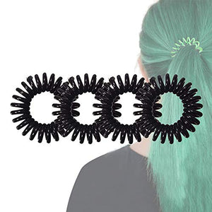 Set of 4 Black Telephone Cord Coil Twist Hair Elastics Bobbles Bands
