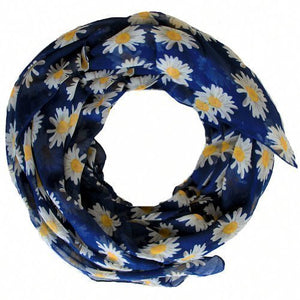 Daisy printed design women scarves (Navy blue)