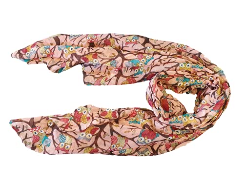 A168ÃÂÃÂ® Owl Print Long & Soft Scarf Available in Black, Grey, Blue, Cream, Brown and Burgundy (Pink-Infinity)