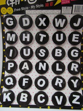 Load image into Gallery viewer, Fat-catz-copy-catz Pack of 42 or 30 large/small alphabet letters A to Z black Party, gift, loot bag toys retro 3cm-4cm diameter badges
