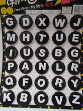 Load image into Gallery viewer, Fat-catz-copy-catz Pack of 42 or 30 large/small alphabet letters A to Z black Party, gift, loot bag toys retro 3cm-4cm diameter badges
