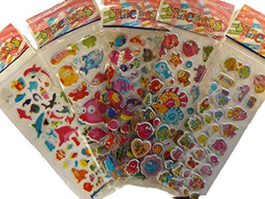 Fat-catz-copy-catz 5x different randomly selected sheets of Fish, Whale, Shark, Clown Fish, Sea Life puffy 3D style 100+ stickers for Craft Kids Scrap Books