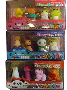 Fat-catz-copy-catz Set of 4 Novelty Collectable Colourful Cute Animals: Designs Vary Random Selection, Erasers Rubbers