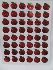 Fat-catz-copy-catz 450+ Childrens Reward Red Smiley Apple Metallic Stickers for kids, motivation merit/praise school teacher labels