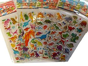 Fat-catz-copy-catz 5x different randomly selected sheets of Dinosaur Pre-historic puffy 3D style 100+ stickers for Craft Kids Boys Scrap Books
