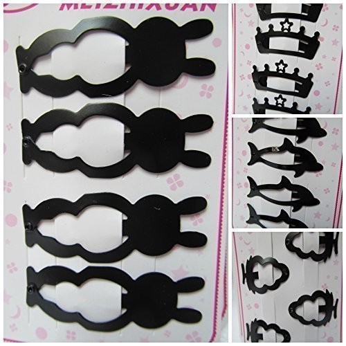 3x Packs (12 clips) of Girls Ladies Hair accessories, slides, snap clips, sleepies, sleepy, bendy clips: crowns, dolphins, trees, bunnies etc for parties, gift bags by Fat-catz-copy-catz