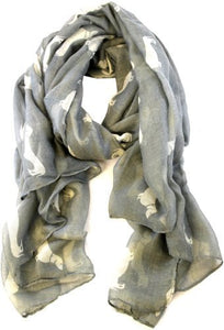 Kukubird Dachshund Dog print long shawls/scarves/wraps/head scarf/pashmina-GREY