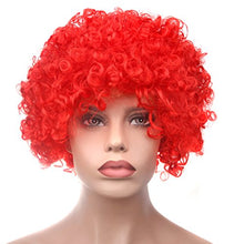 Load image into Gallery viewer, BundleMall Curly Afro Wigs Fancy Dress Funky Wig Disco Clown for Men and Women Soccer Football Fans Costumes Accessory (rose)
