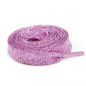 Fat-catz-copy-catz 1x Pair Flat Glittering Pink Coloured Shoe Laces Canvas Sneaker Shoelace, 115cm length
