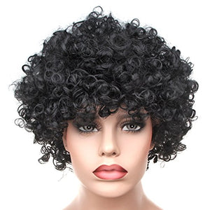 BundleMall Curly Afro Wigs Fancy Dress Funky Wig Disco Clown for Men and Women Soccer Football Fans Costumes Accessory (rose)