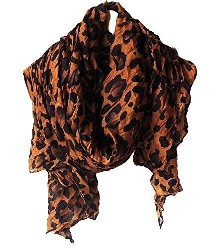 Fat-catz-copy-catz Celebrity Style Dark Brown Animal Leopard Print Ladies Shawl Scarf Shawls Scarves