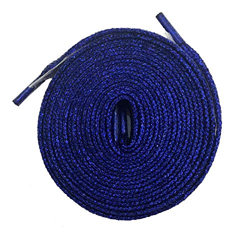 Good.news Flat Glitter Shoelaces Bling Shoe Laces Metalic Look 45Inch Royal Blue