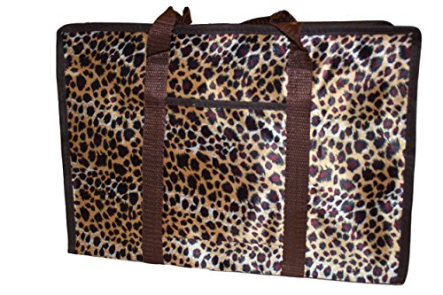 Fat-catz-copy-catz Brown Small Animal Leopard Print Silky Style Ladies Shopping Over Night Weekend Holdall Handbag