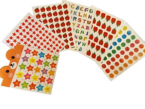 Fat-catz-copy-catz 250+ Childrens Smiley Face, letters, numbers, stars, etc. Reward Stickers for kids, motivation merit/praise school teacher labels, craft card making
